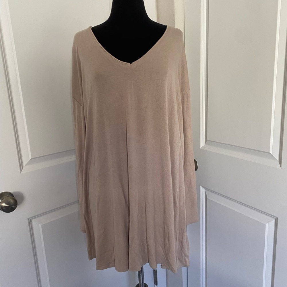 NWOT - Pink Lily Taupe Long Sleeve Shift Dress - Size Large - Picture 8 of 9